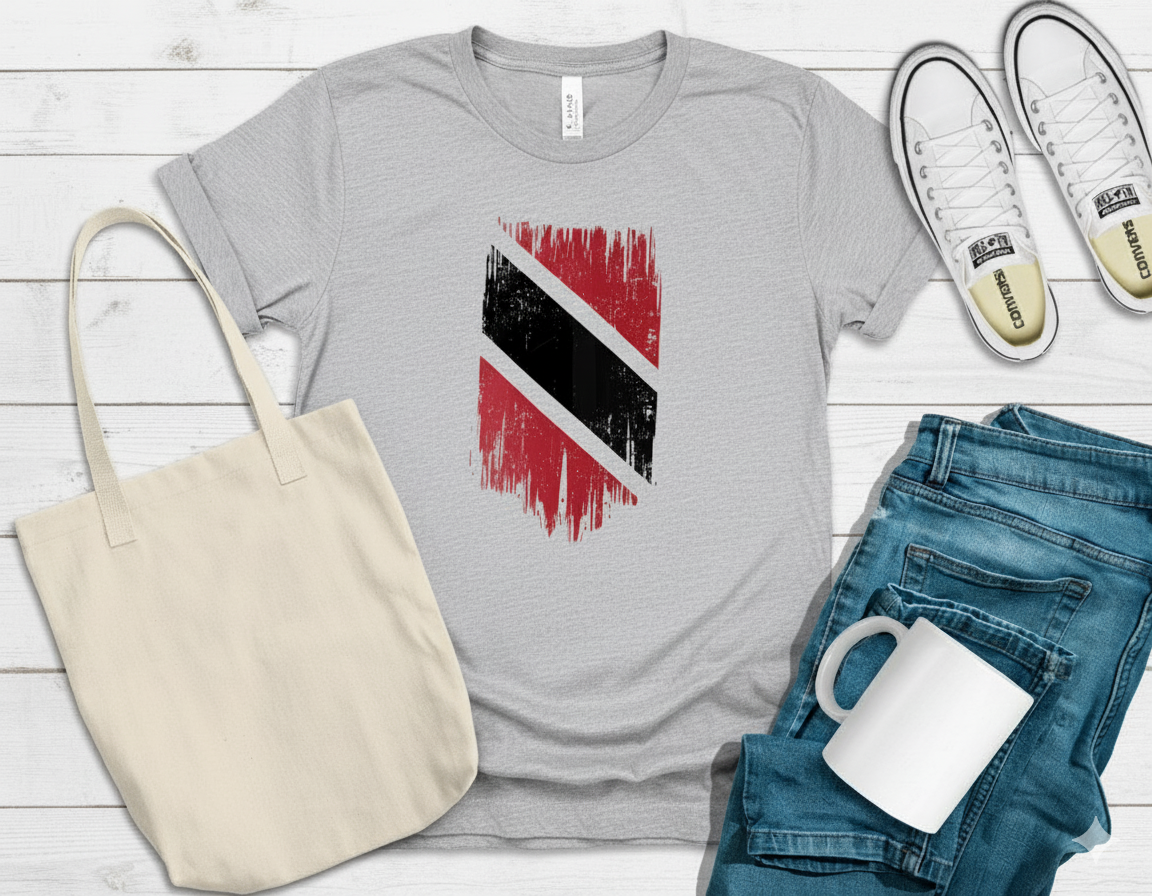 Wear Your Roots: Trinidad & Tobago Grunge Flag Tee